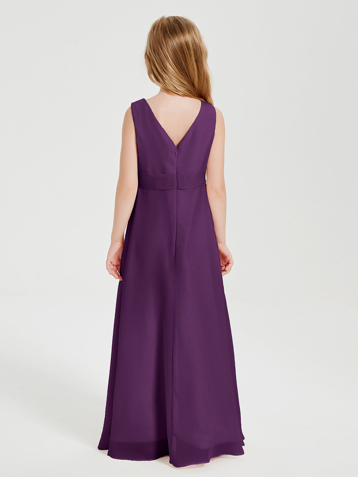 Boho Long Chiffon Bridesmaid Gown Grape